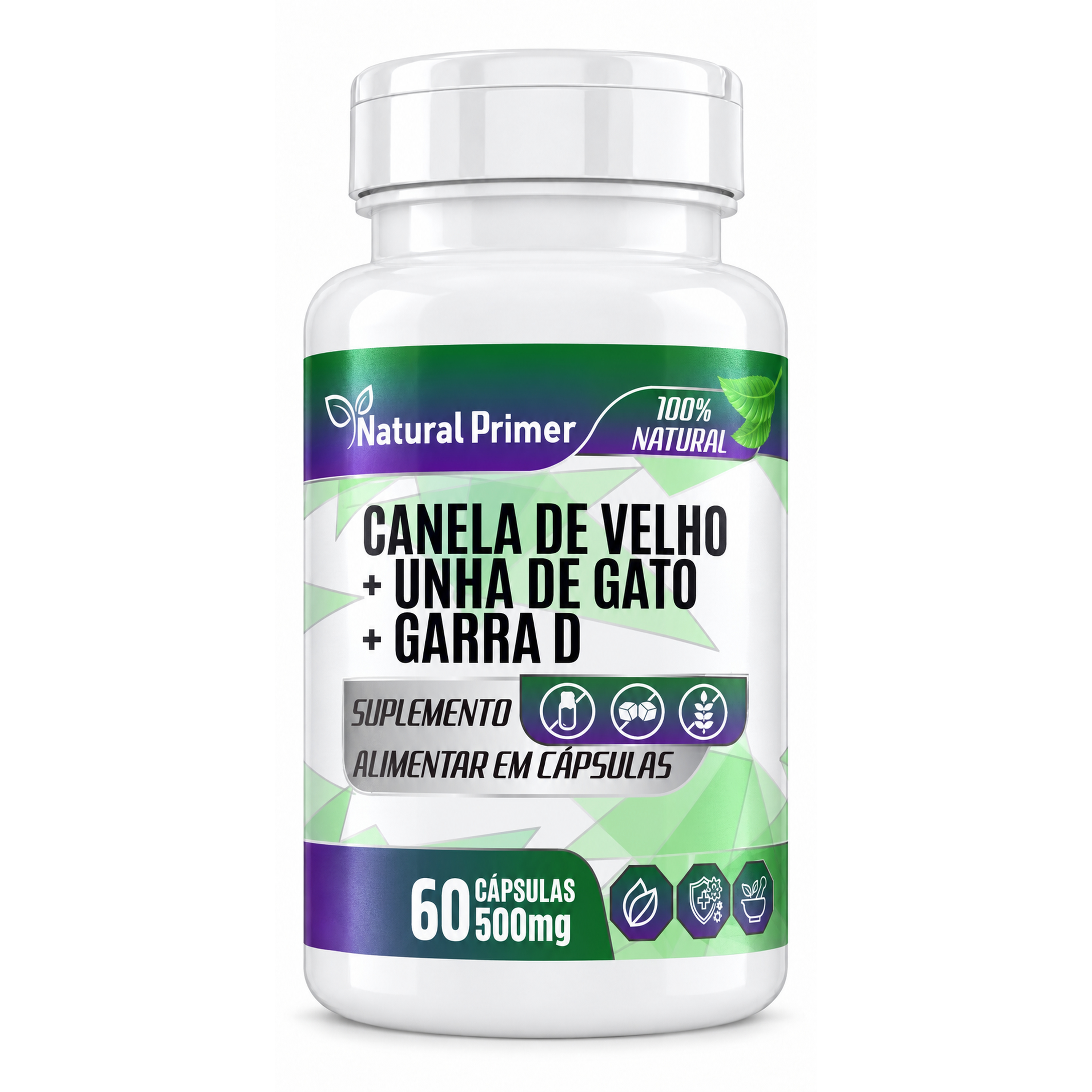 Canela de Velho C/ Unha de Gato e Garra d 60 Capsulas 500mg