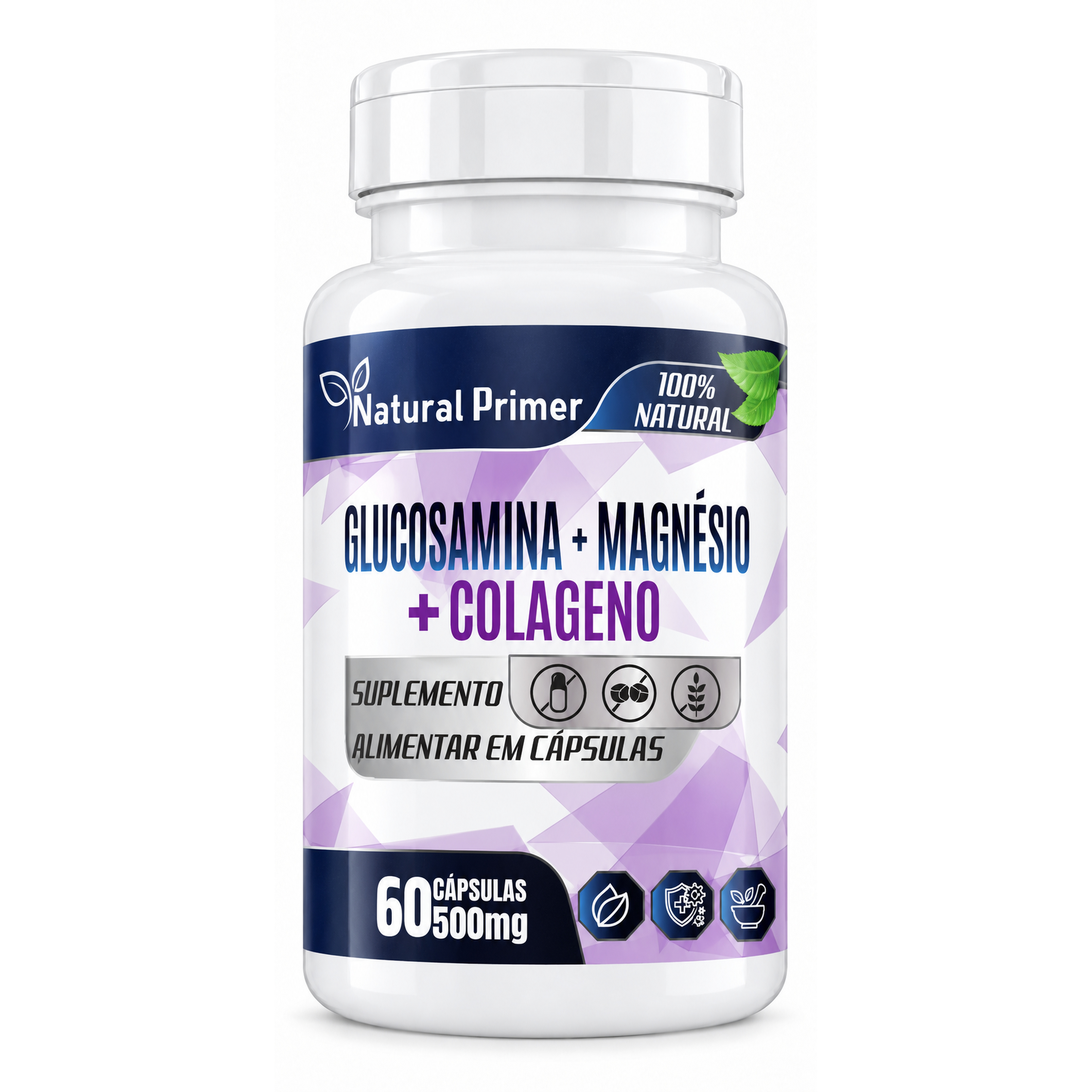 Glucosamina c/ Magnesio e Colageno 60 Capsulas 500mg