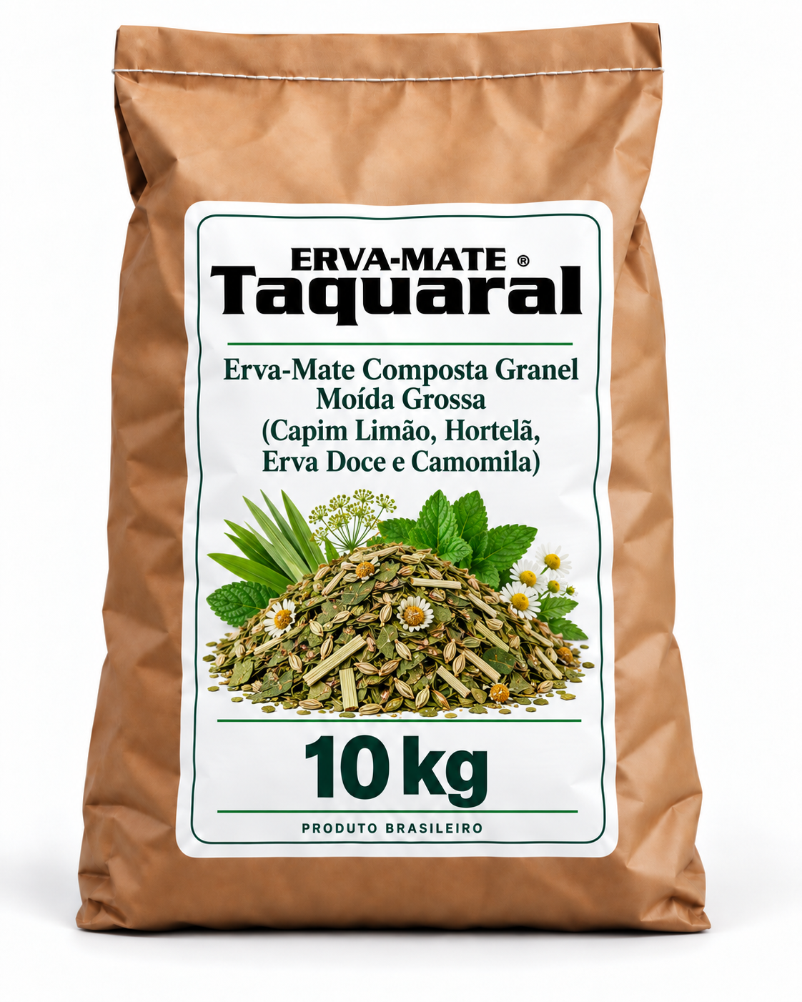 Erva-Mate Composta Granel Moída Grossa (Capim Limão, Hortelã, Erva Doce e Camomila)