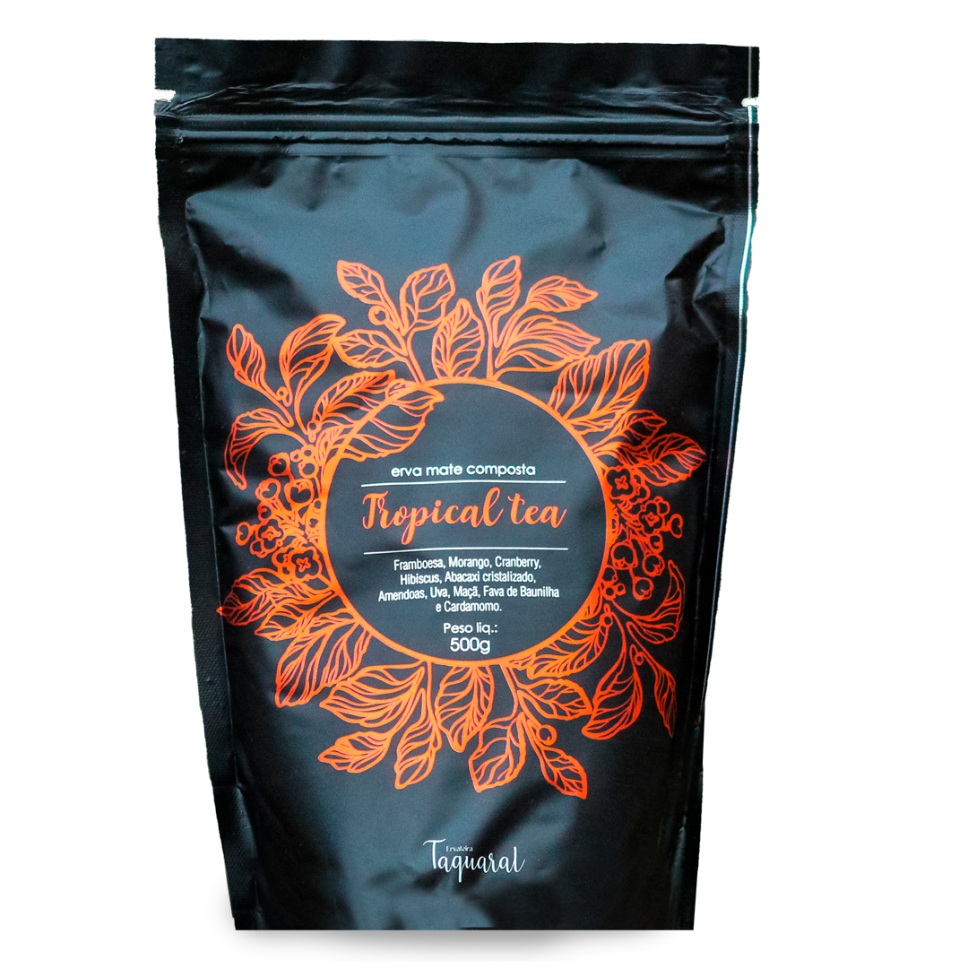 Erva-Mate Sensações 500g Tropical (Franboesa, Cramberry, Hibiscus, Abacaxi Cristalizado, Amendoas, Maça, Fava de Baunilha e Cardamomo)