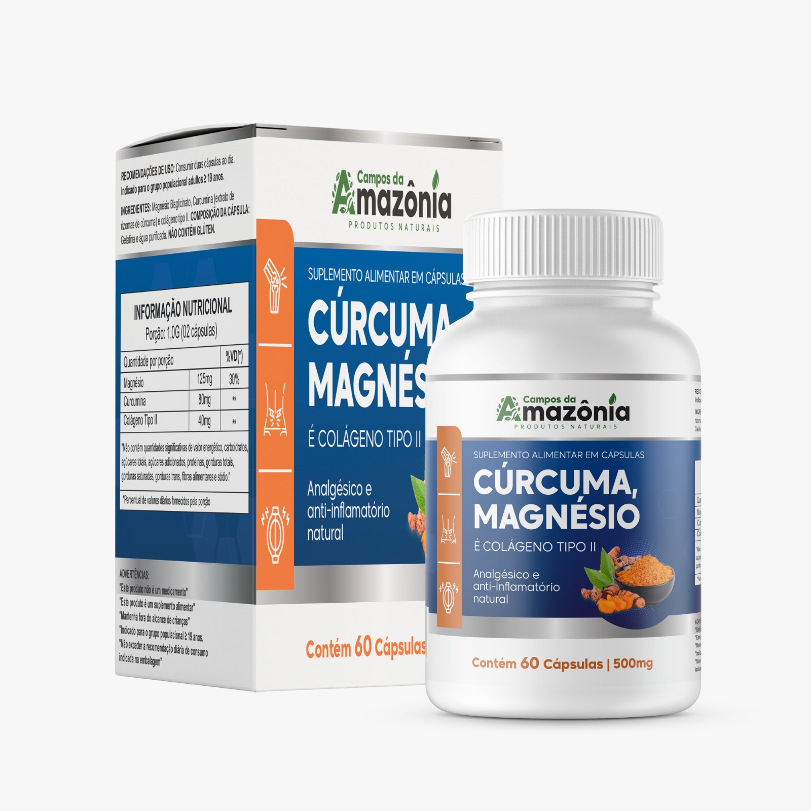 Cúrcuma, Magnésio e Colágeno Tipo II