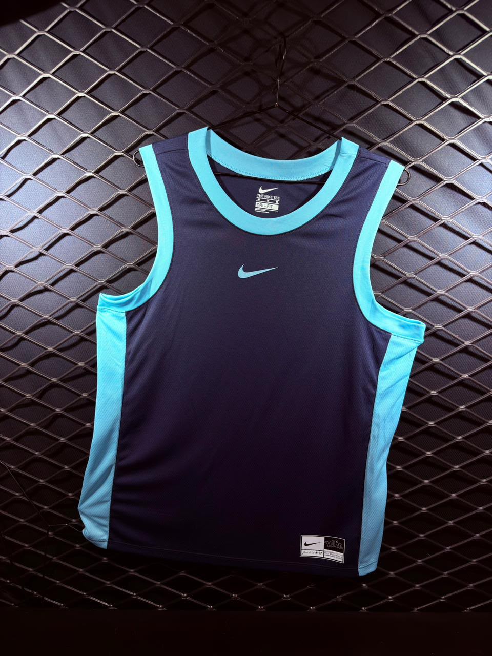 Regata Masculina Performance Bicolor – Preto com Azul Turquesa