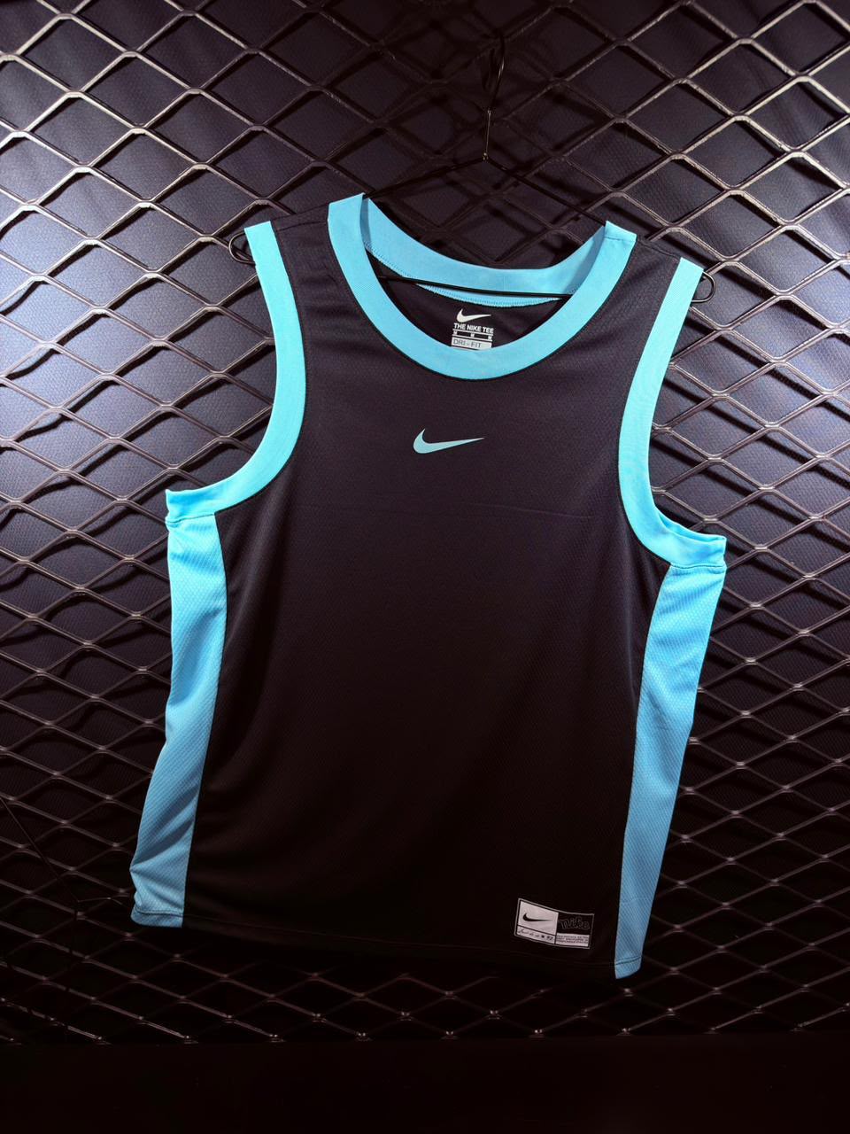 Regata Masculina Performance Bicolor – Preto com Azul