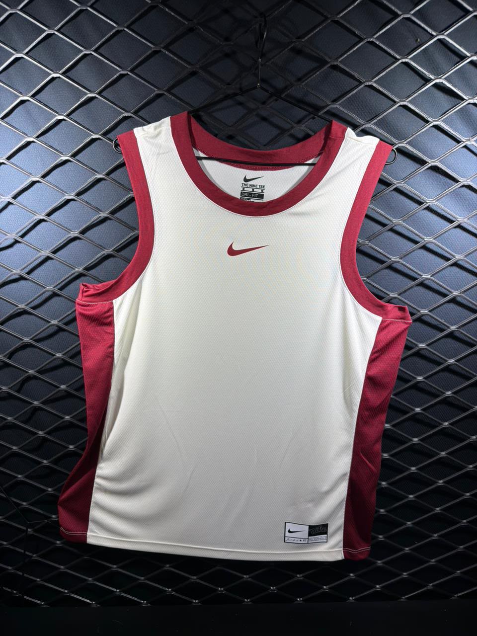 Regata Masculina Performance Bicolor – Branco com Vermelho